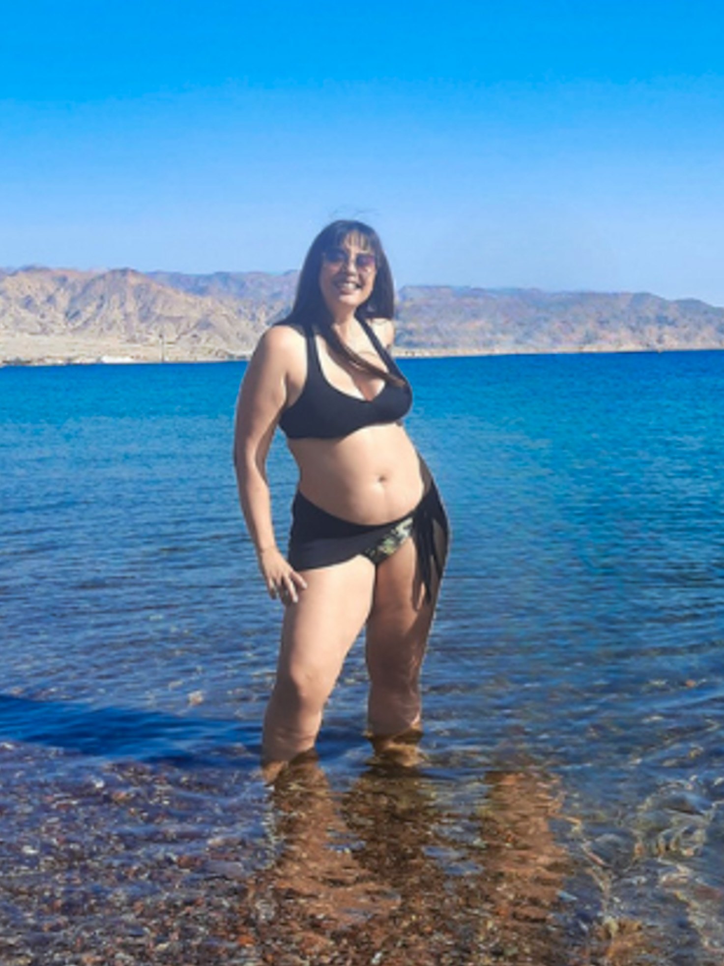 Sayris Athena before her transformation, on the beach in Eilat